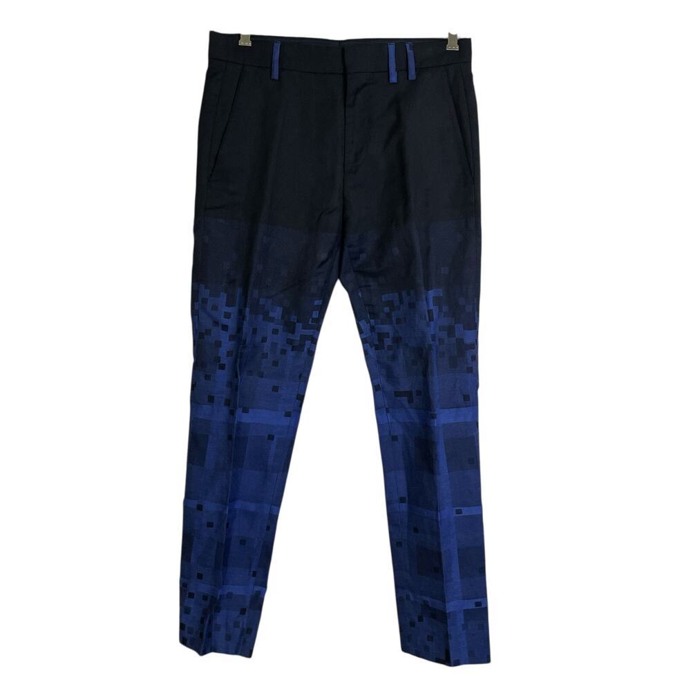 Vivienne Westwood Mens Pixel Print Pants Size 46 Black Blue Wool Blend Italy